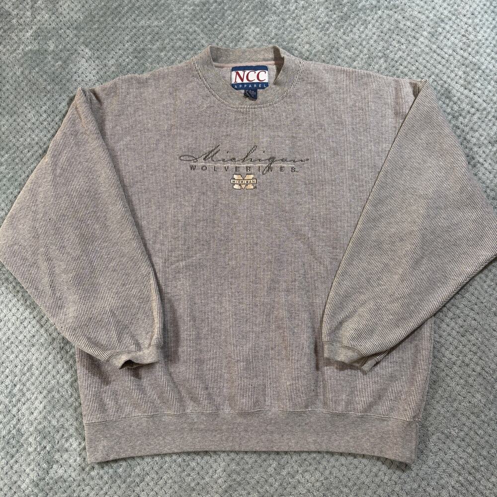 VTG 90's Michigan Wolverines Embroidered NCC Apparel Crewneck Sweatshirt Sz XL